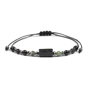 Bransoletka celebrytka czarny TURMALIN ZOISYT Z RUBINEM HEMATYT ochrona